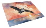 Pelican Fiery Sunset Glass Cutting Board Decorative Tempered Glass Kitchen Cutting and Serving Board Large Size Chopping Board