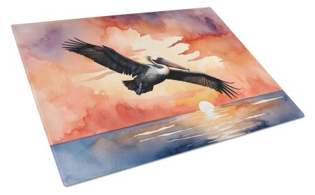 Pelican Fiery Sunset Glass Cutting Board Decorative Tempered Glass Kitchen Cutting and Serving Board Large Size Chopping Board