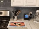 Pelican Fiery Sunset Glass Cutting Board Decorative Tempered Glass Kitchen Cutting and Serving Board Large Size Chopping Board